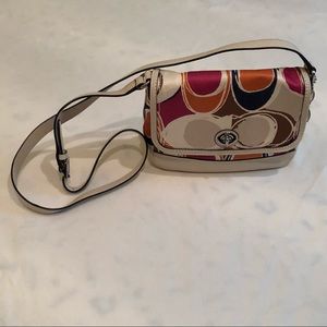 Coach MultiColor Fabric Crossbody White Leather